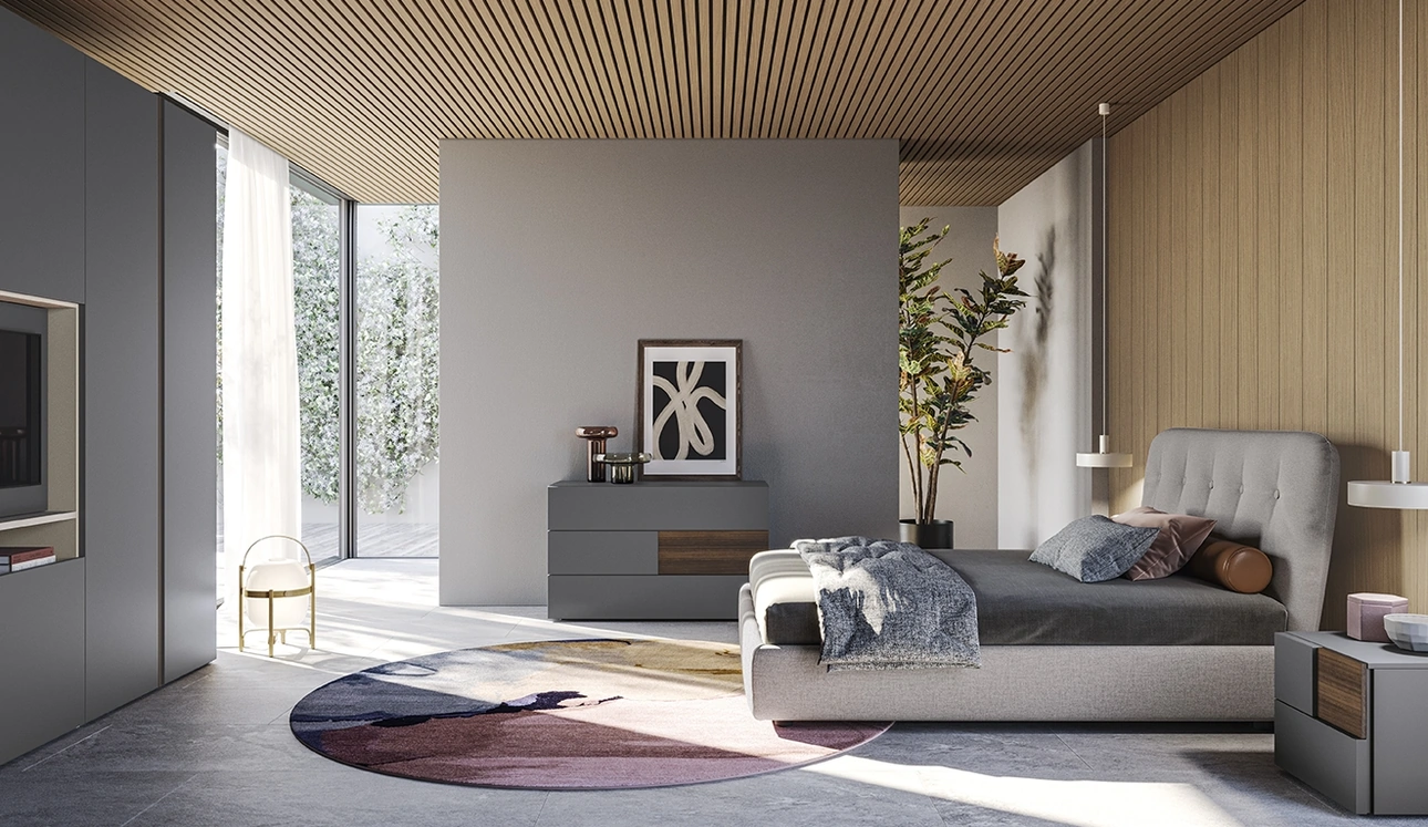 Letto Adagio in tessuto imbottito di Colombini Casa