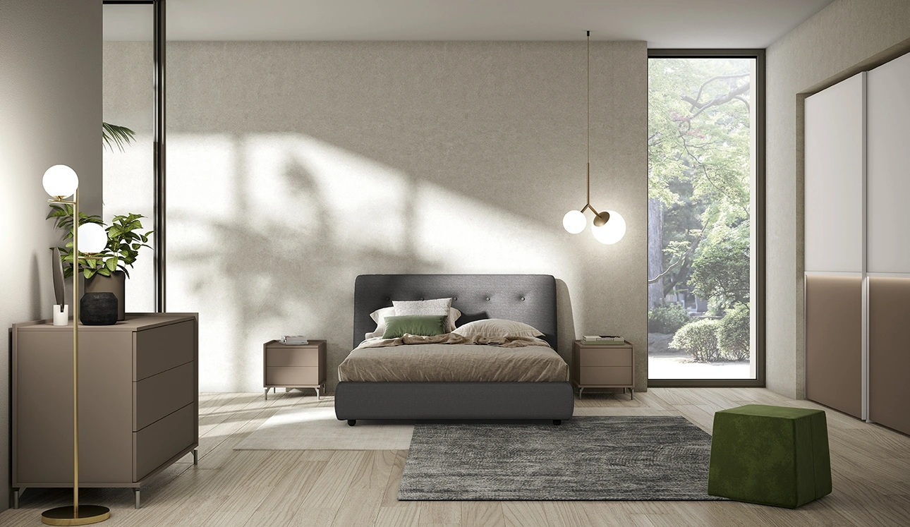 Letto Adagio in tessuto imbottito di Colombini Casa