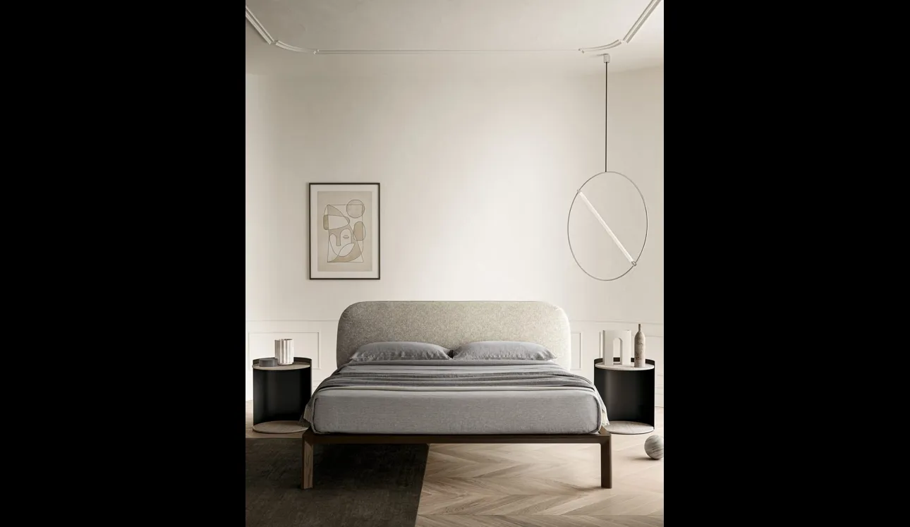 Letto con testiera in tessuto imbottito Ander di SantaLucia