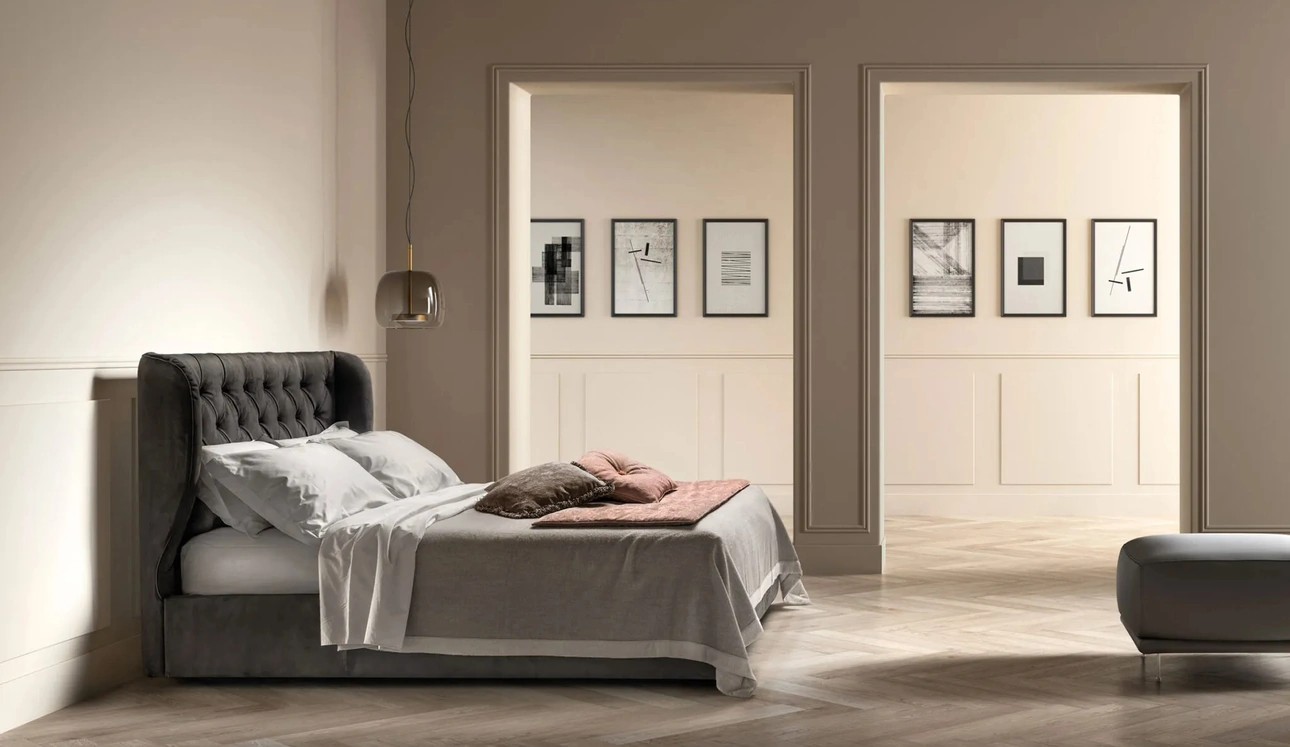 Letto in pelle con testiera Gem di Bside
