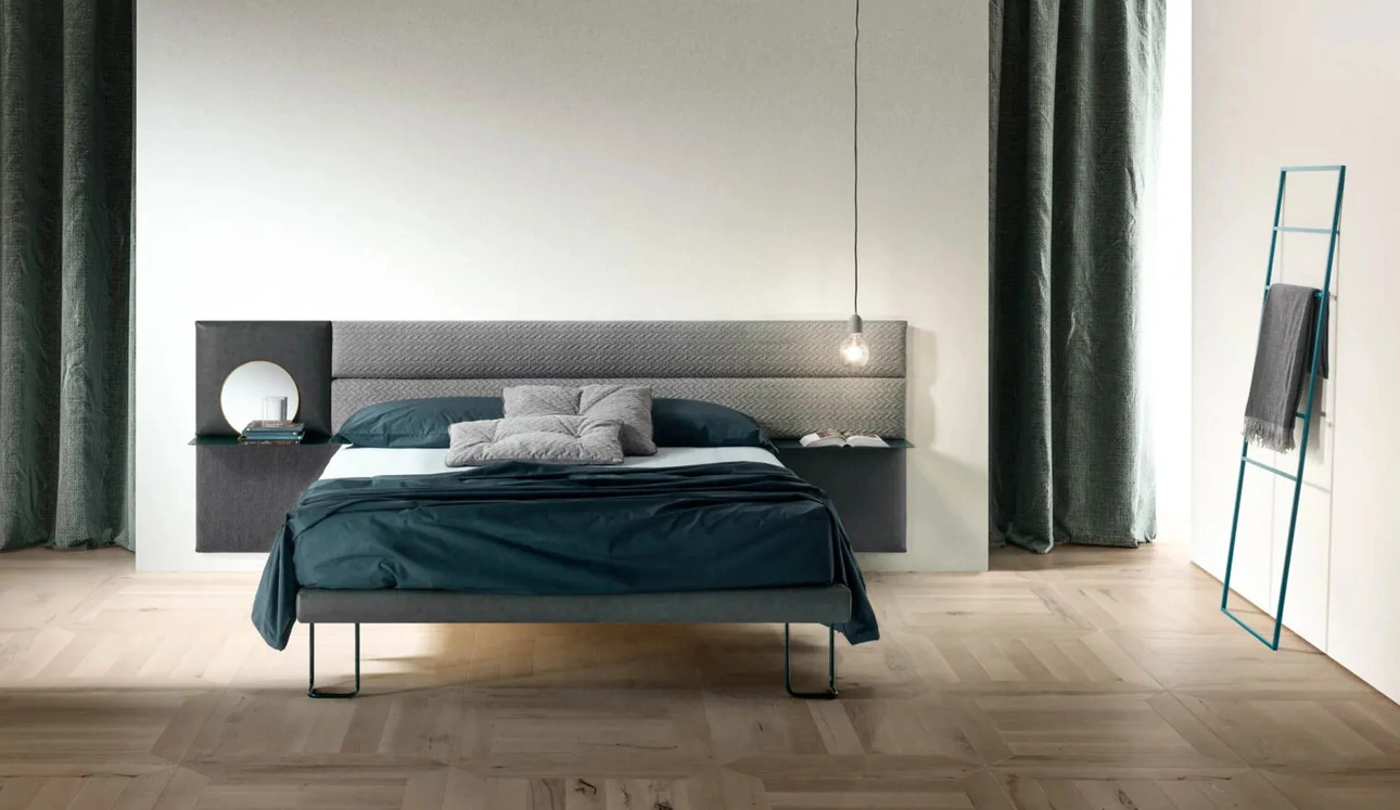 Letto con testiera in tessuto Pannelli Wall di Bside