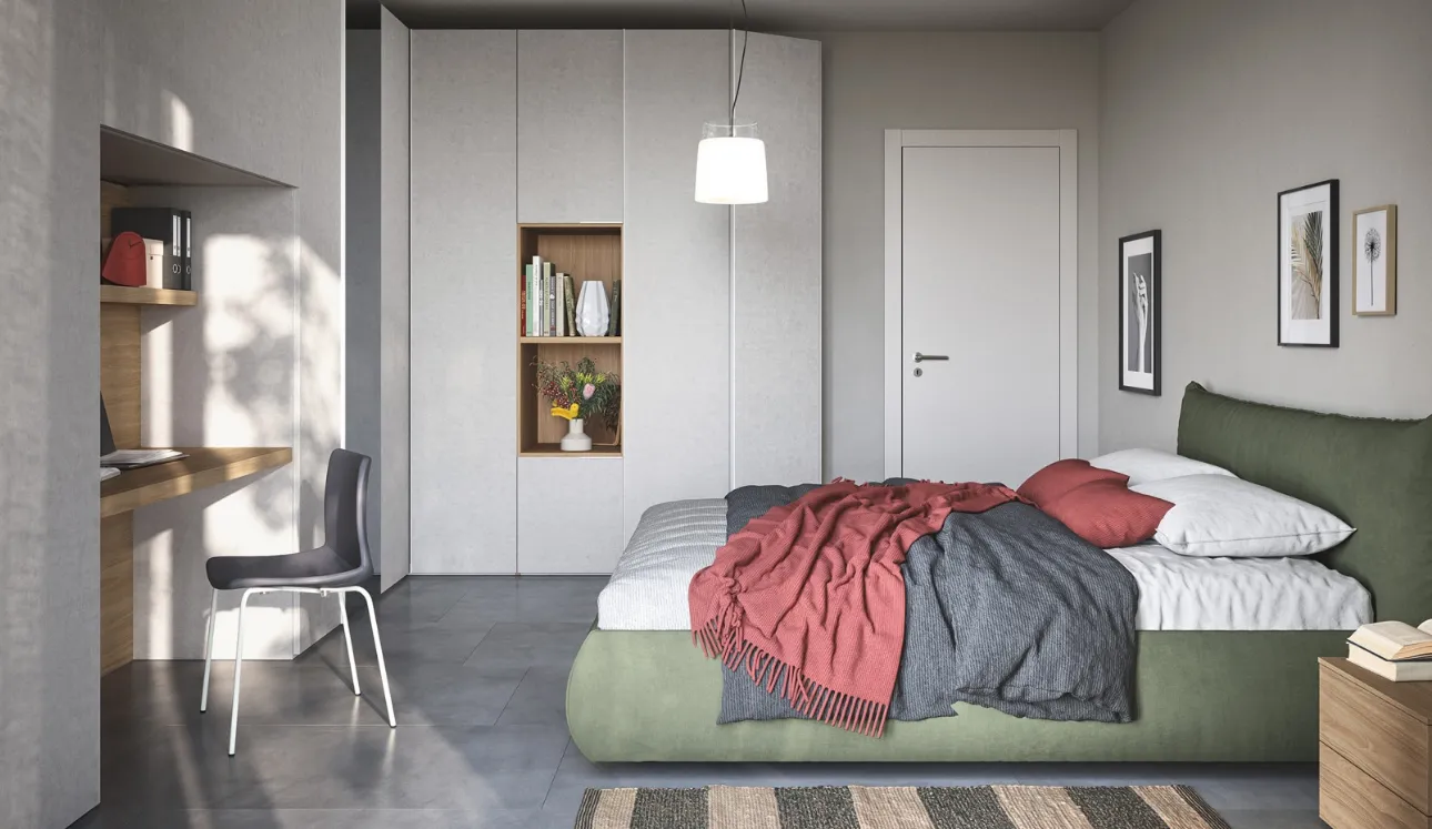 Letto in tessuto imbottito con box contenitore Thika di Cinquanta3