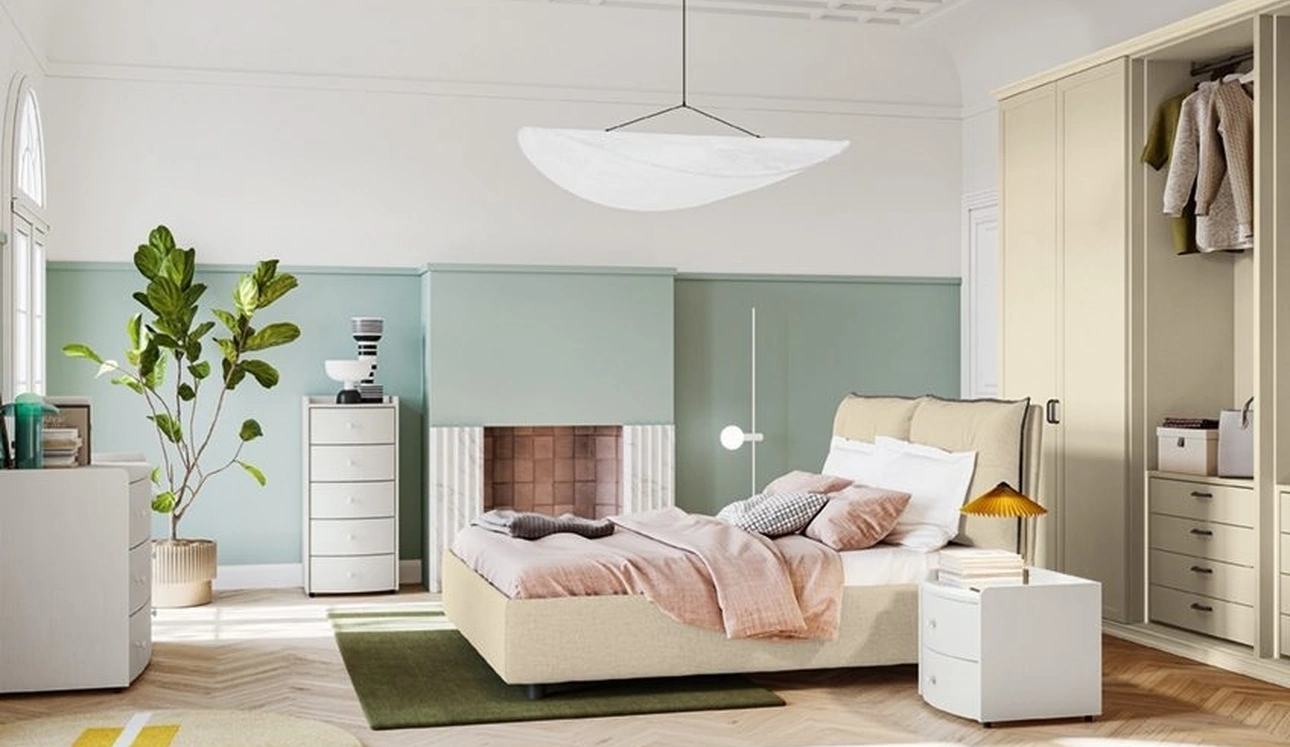 Letto Arcadia Kiss in tessuto imbottito di Colombini Casa