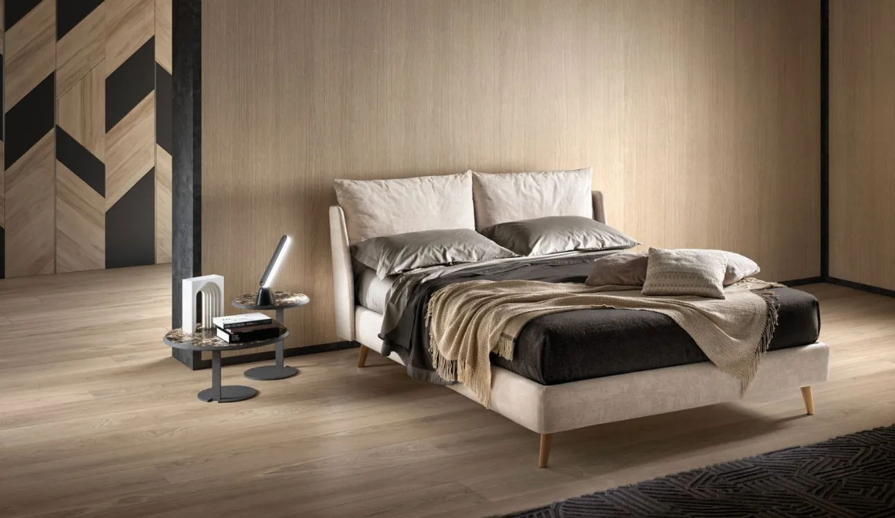 Letto moderno imbottito con testiera Fun Double di Bside