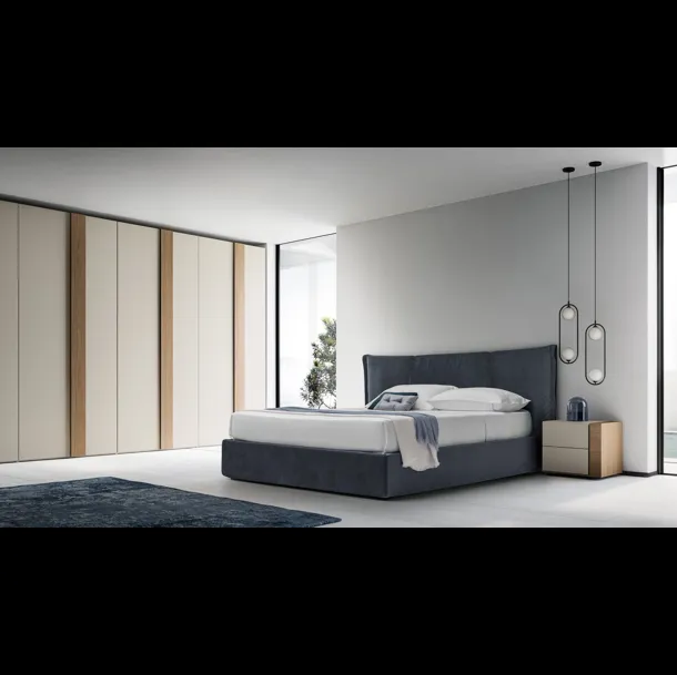 Letto in tessuto con box contenitore e testiera Ghibli Box di SantaLucia
