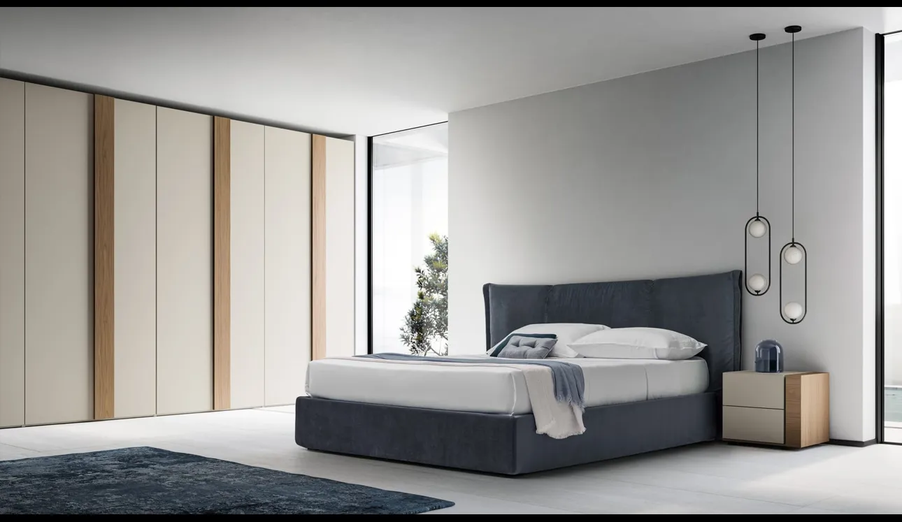 Letto in tessuto con box contenitore e testiera Ghibli Box di SantaLucia