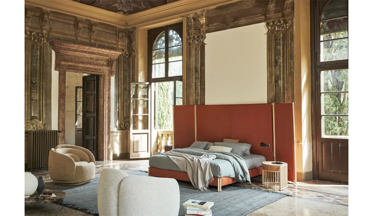 Letto di design in tessuto Bricola di Pianca