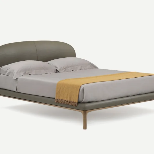 Letto in pelle con testiera imbottita Rada di Pianca