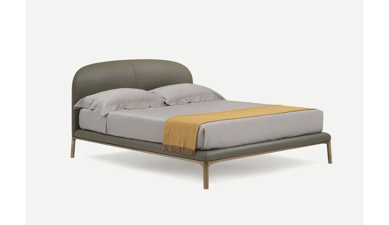 Letto in pelle con testiera imbottita Rada di Pianca