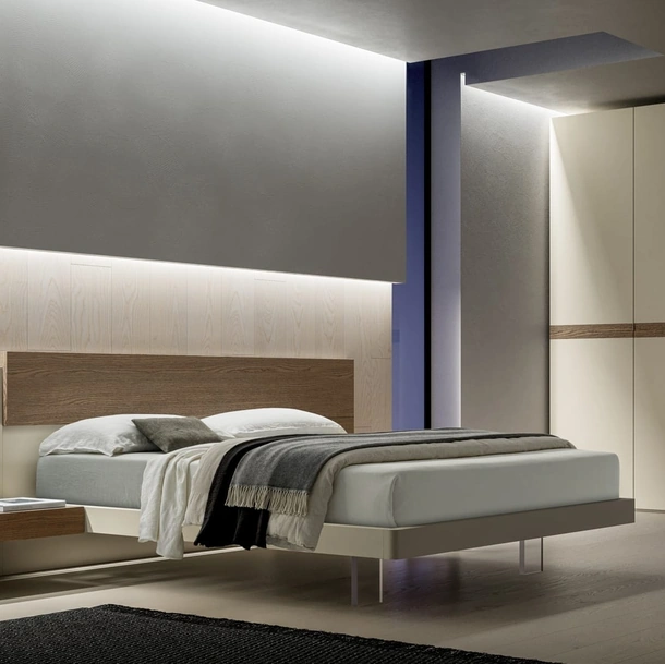 Letto con testiera Scacco in laccato e legno di SantaLucia