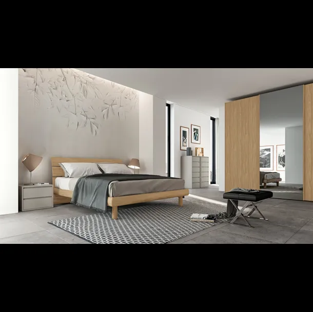 Letto finitura Matwood Honey con testiera Teorema di SantaLucia
