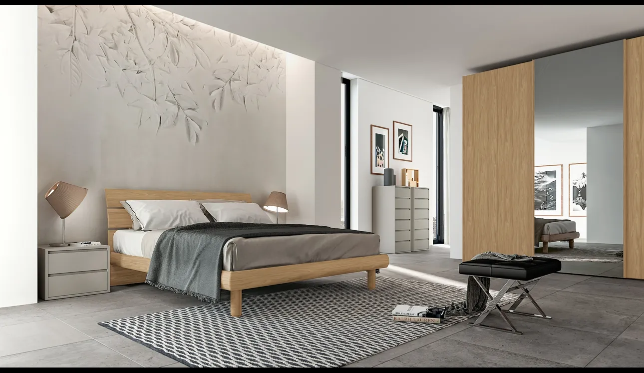 Letto finitura Matwood Honey con testiera Teorema di SantaLucia