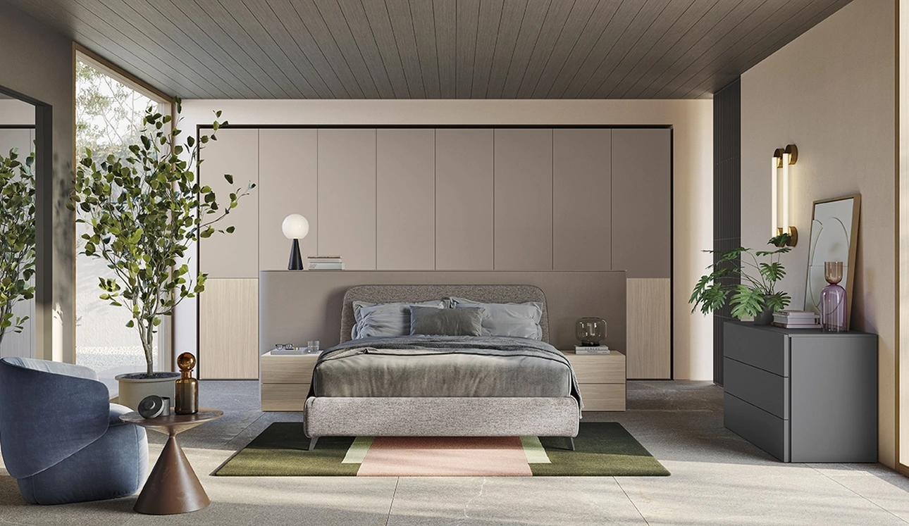 Letto in tessuto con testiera Verso di Colombini Casa