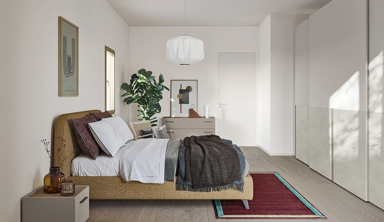 Letto in tessuto con testiera Verso di Colombini Casa