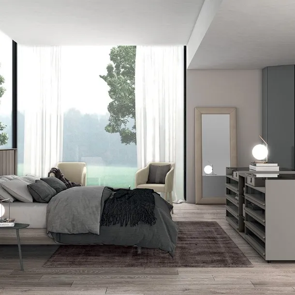 Letto Vitalyty Pure struttura in legno con profilo testiera luce led di Colombini Casa