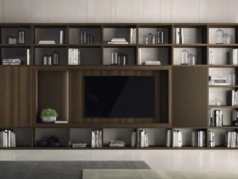 Libreria a muro Vitalyty Luce 020 in melaminico finitura legno di Colombini Casa