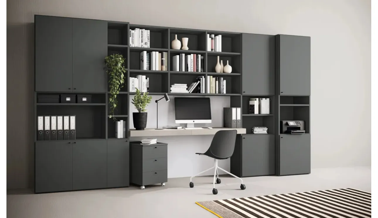Libreria a muro Golf Infinity I106 con desk ed ante di Colombini Casa