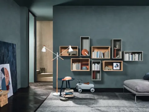 Libreria a muro componibile Lampo L6C09 in laccato opaco di Sangiacomo