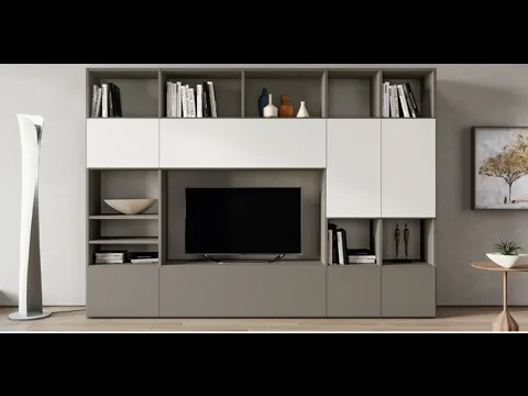 Libreria in laccato opaco con vano porta TV Pratico Composizione PTG312 di SantaLucia