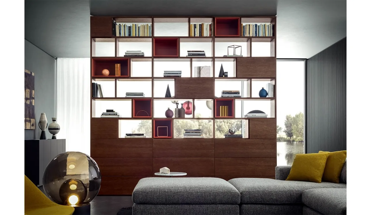 Libreria Spazioteca Bifacciale finitura Canaletto di Pianca