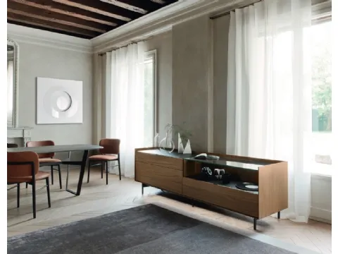 Madia Cabaret 56B in impiallacciato Noce e top in ceramica di Sangiacomo