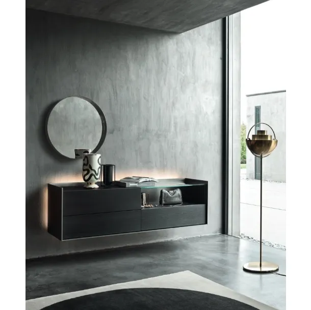 Mobile sospeso Cabaret 53B SX in Rovere carbone e top in ceramica di Sangiacomo