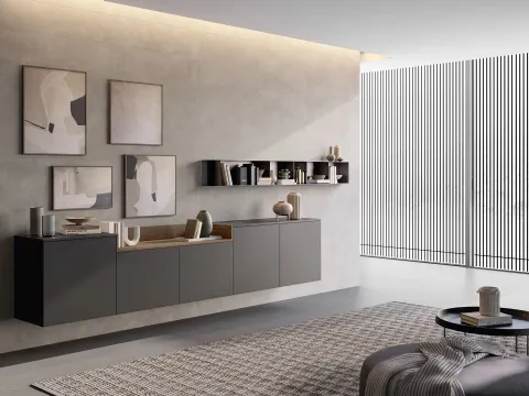 Mobile sospeso Living Time in laccato opaco di Arredo3