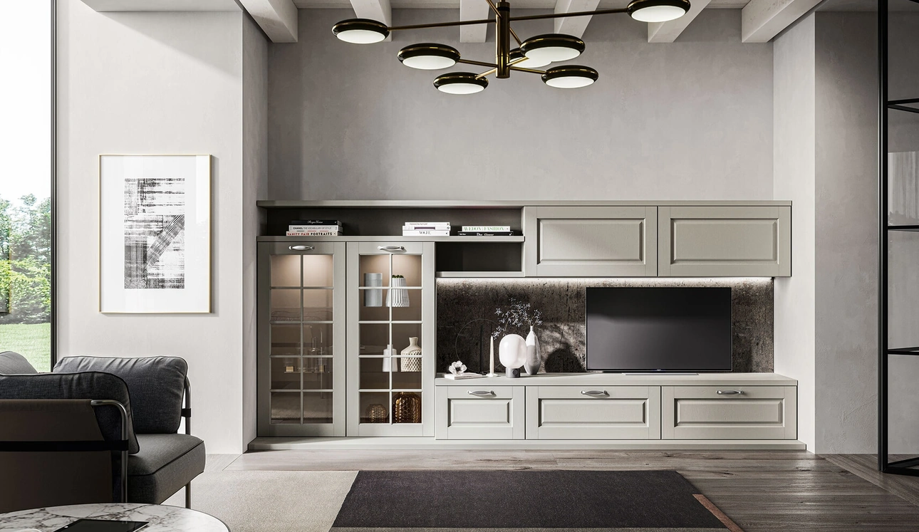 Parete Attrezzata Living Asolo in massello di frassino di Arredo3