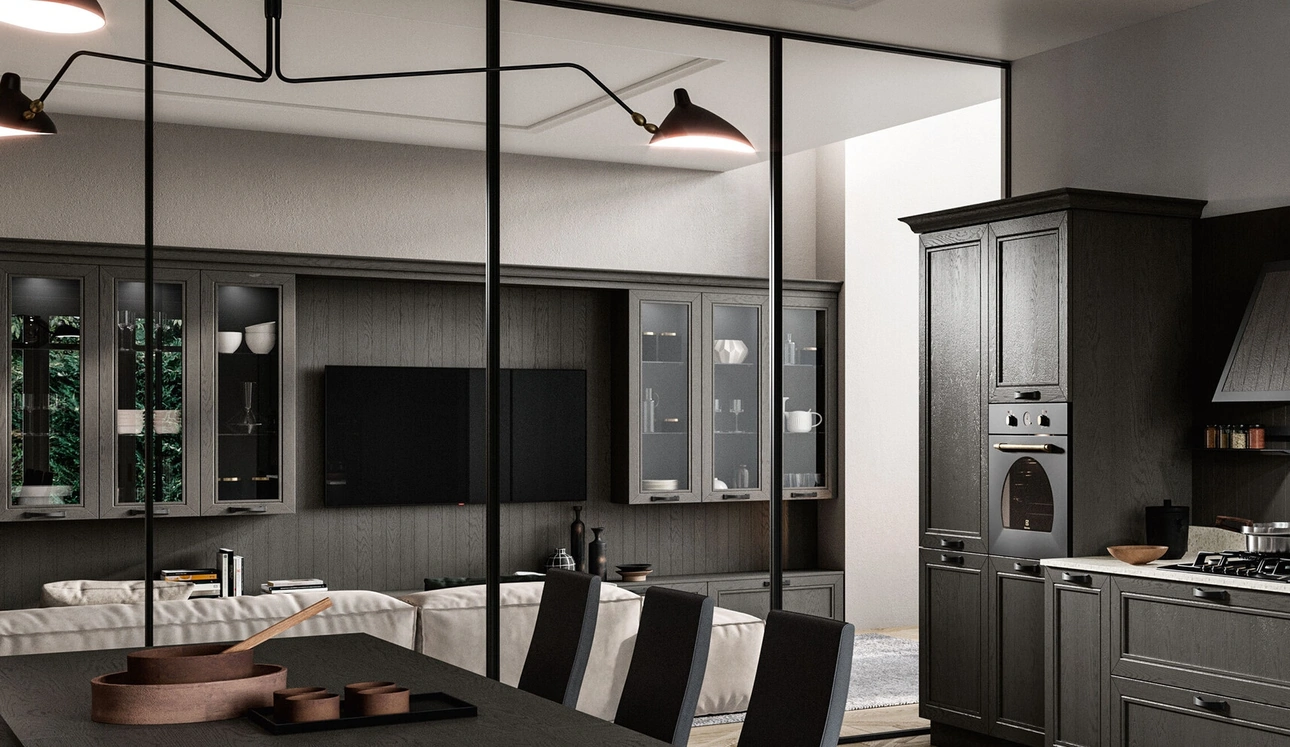 Parete Attrezzata Living Opera in massello di frassino di Arredo3