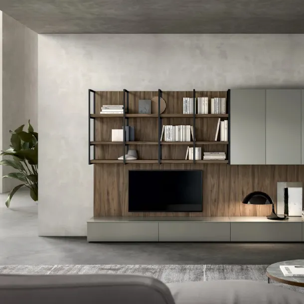 Parete Attrezzata Living Time 02 in laccato e legno di Arredo3