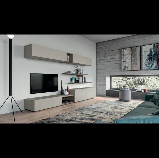 Parete Attrezzata moderna in laccato opaco Pratico PTG302 SantaLucia
