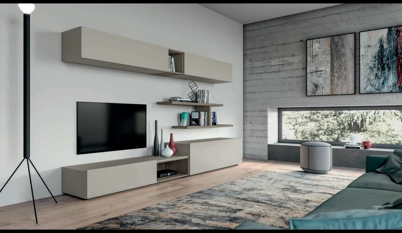 Parete Attrezzata moderna in laccato opaco Pratico PTG302 SantaLucia