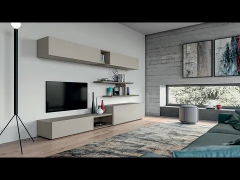 Parete Attrezzata moderna in laccato opaco Pratico PTG302 SantaLucia