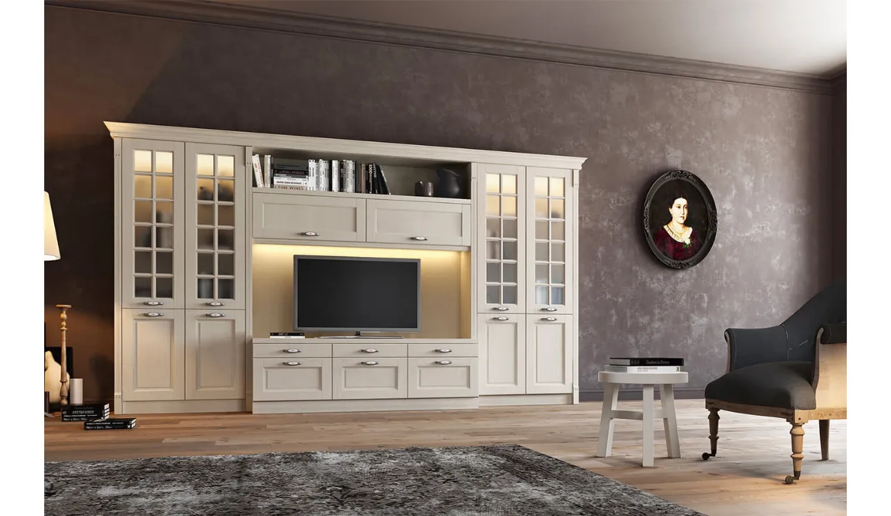 Parete Attrezzata in legno di Frassino Virginia II di Arredo3