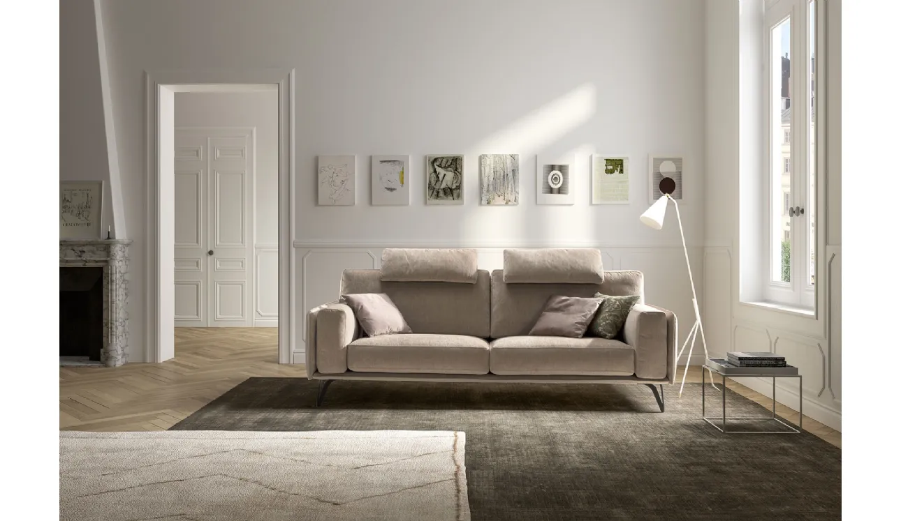 Divano lineare moderno in tessuto Living Bright di Samoa