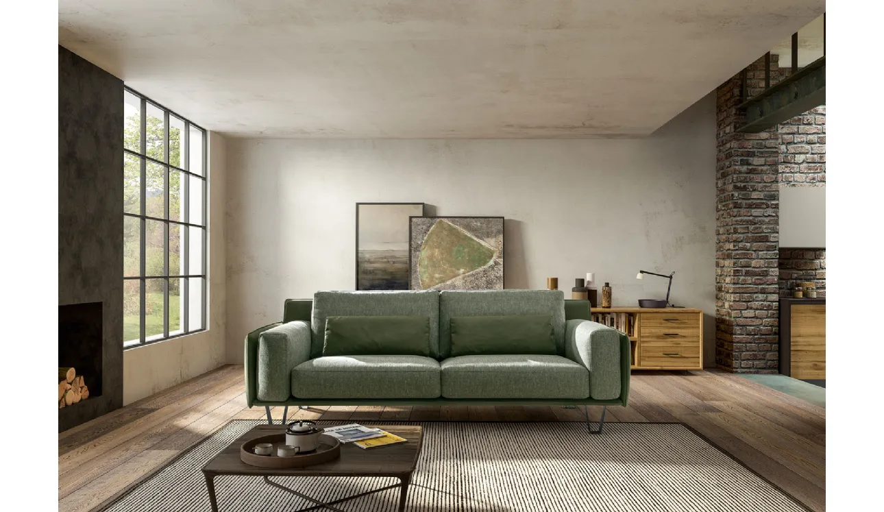 Divano lineare in tessuto Living Chic di Samoa