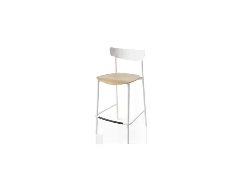 Sgabello Clip in metallo con seduta in legno di Connubia