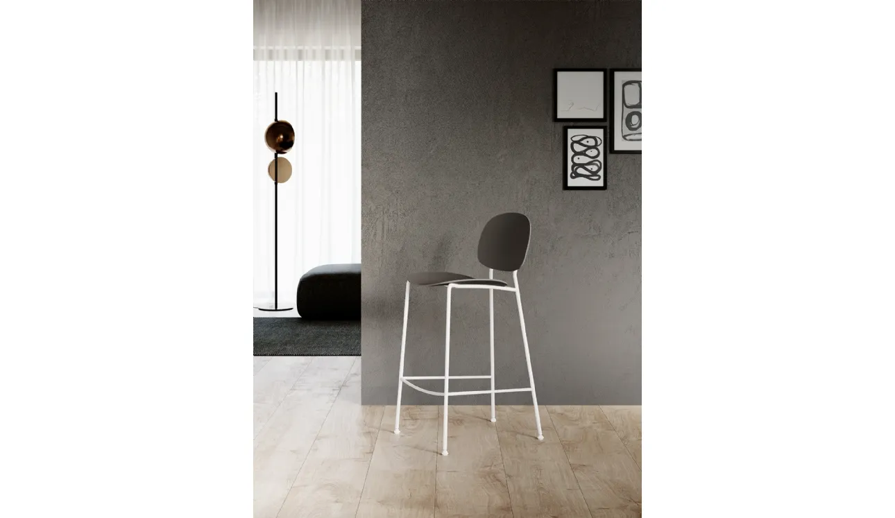 Sgabello Lisa L in multistrato di Rovere e struttura in acciaio verniciato di Arredo3