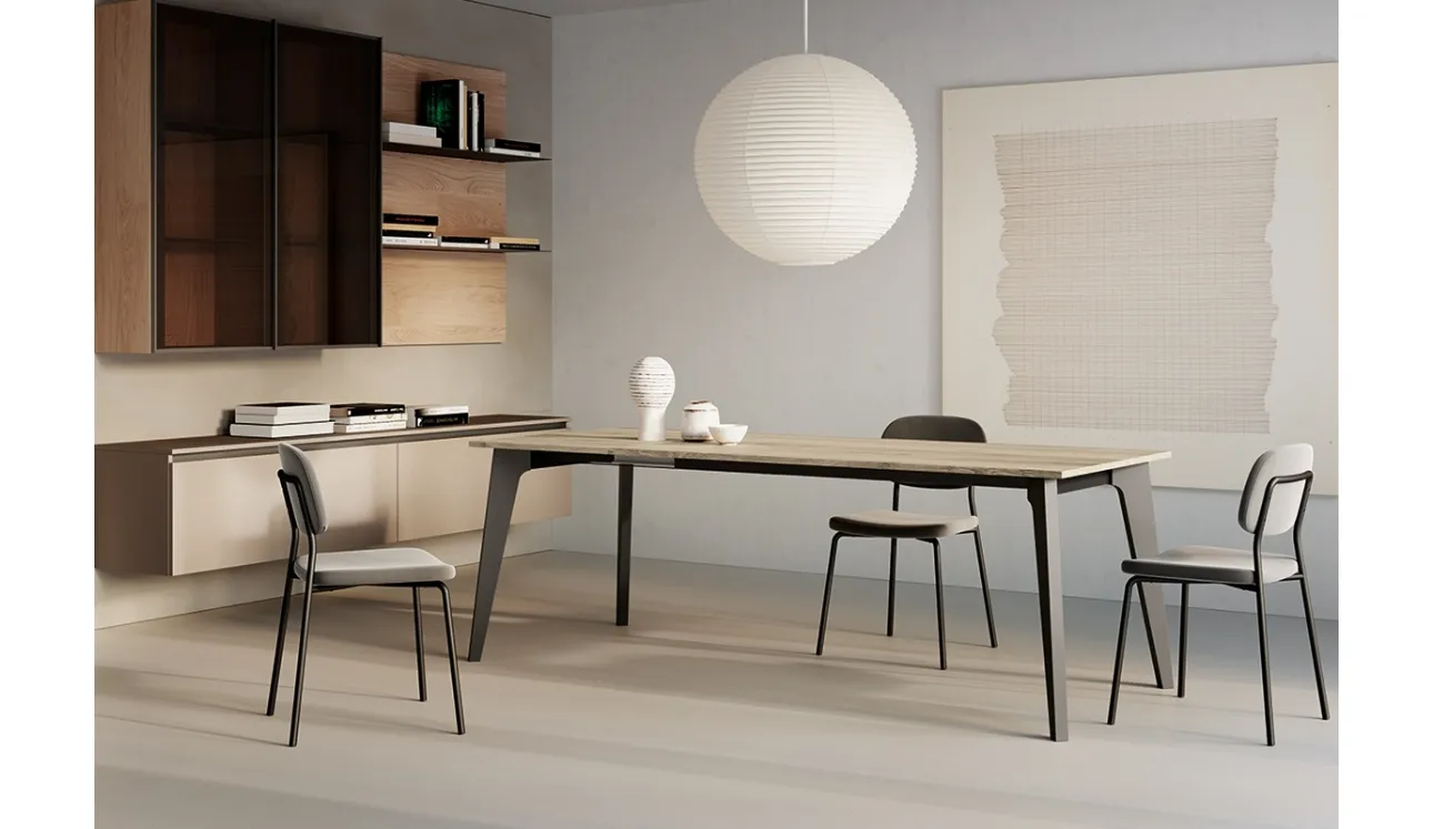 Tavolo allungabile Rubens con top in laminato e gambe in legno verniciato di Arredo3