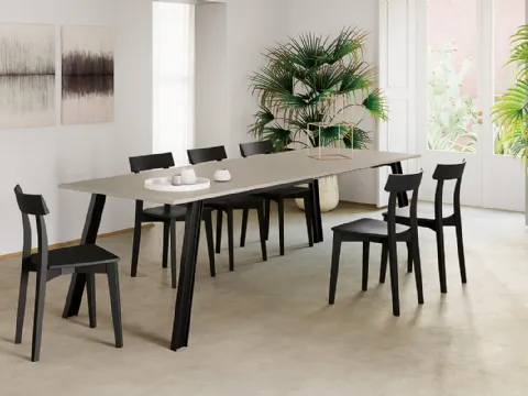 Tavolo allungabile Sky con top in laminato e base in metallo verniciato di Arredo3