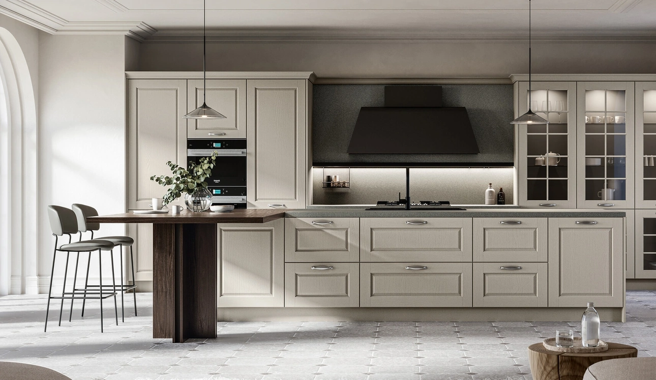 Cucina Classica con isola Asolo 03 in laccato e laminato di Arredo3