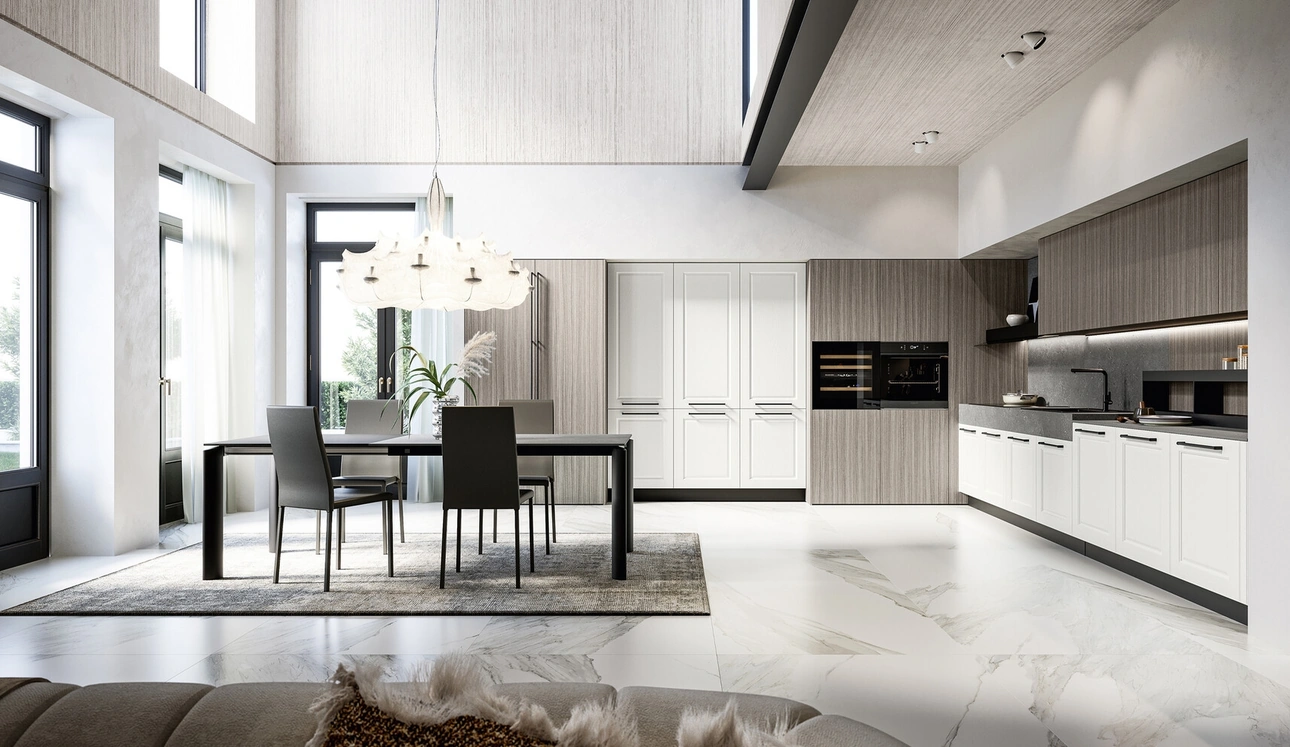 Cucina Classica angolare in laccato a poro aperto e laminato Asolo di Arredo3