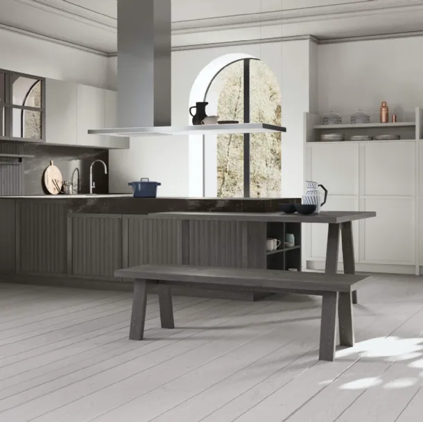 Cucina Classica Tosca v2 in Frassino laccato Grigio Pernice di Stosa