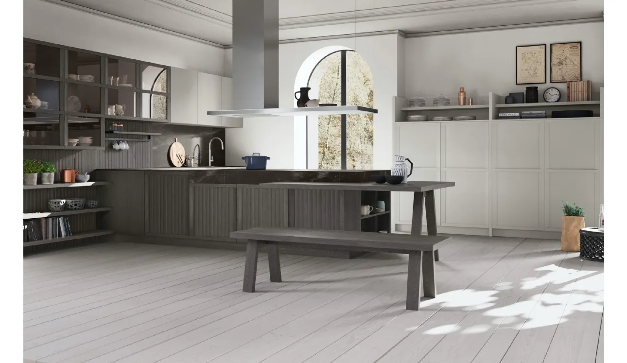 Cucina Classica Tosca v2 in Frassino laccato Grigio Pernice di Stosa