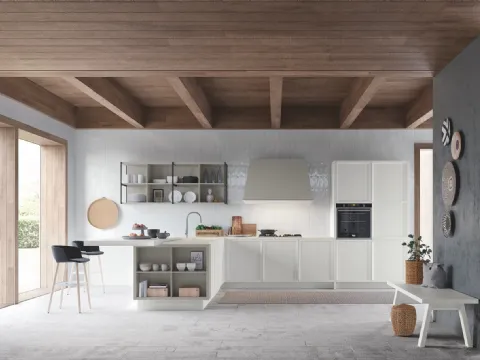 Cucina Classica Tosca v3 in Frassino laccato Bianco Alba di Stosa