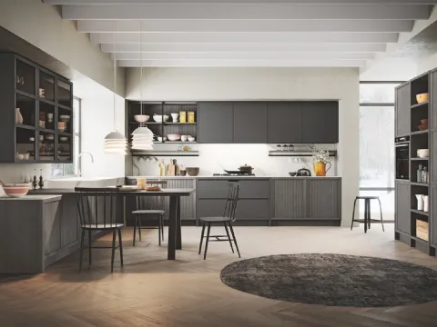 Cucina Classica Tosca v4 in Frassino laccato Grigio Pernice di Stosa