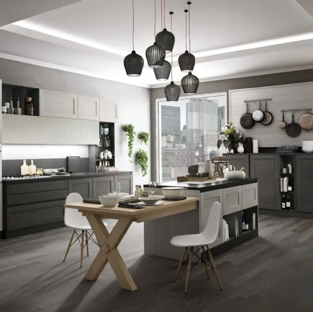 Cucina Classica York v5 in Rovere Calce e Lava di Stosa