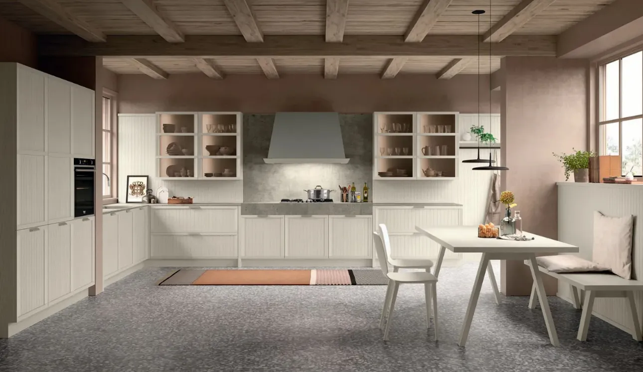 Cucina Classica angolare in legno laccato Tosca di Stosa