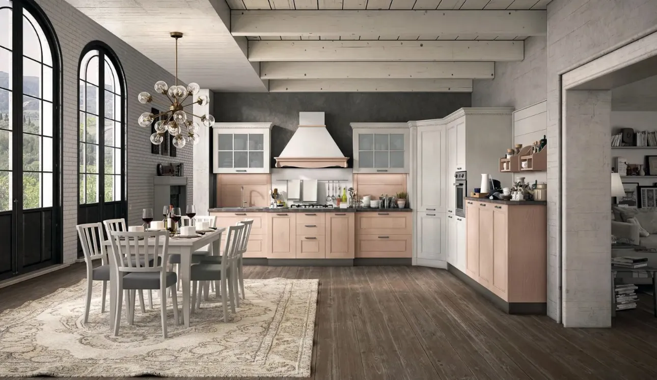 Cucina Classica angolare in frassino laccato Virginia di Stosa