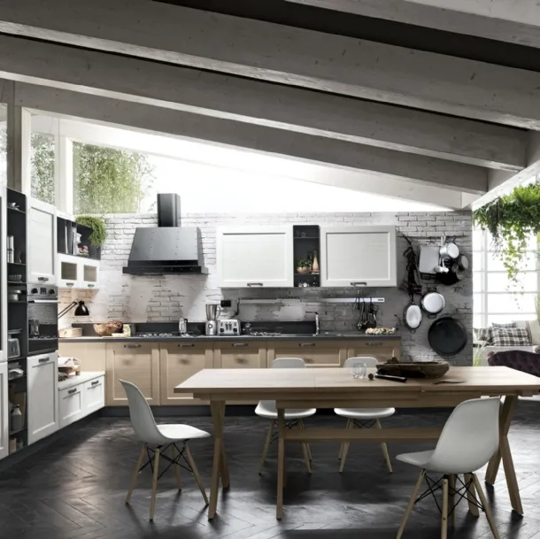 Cucina Classica York v1 in Rovere Bianco Artic e Nordic di Stosa